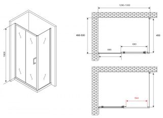 Душевой уголок ABBER Schwarzer Diamant AG30130B5-S50B5 130x50см чёрный